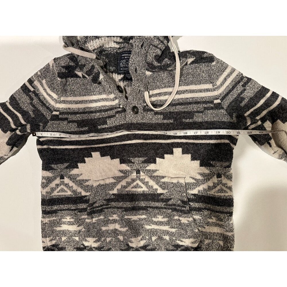 American Eagle Aztec Knit Hoodie Sweater Gray Men’s Size Medium Unisex Women’s L - Picture 4 of 9